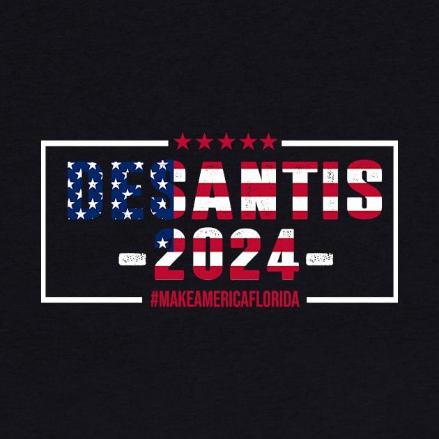 DeSantis 2024 Make America Florida Vintage Flag by DUC3a7